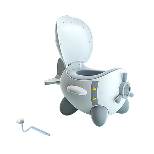 Joyeuse Planet - Pot Bébé Toilette avec 1 Brosse, Avion Toilette Enfant pour Garçons et Filles, Cuvette Toilette Enfant pour 0-6 Ans, Petit Pot Bébé WC avec Couvercle, Toilette Apprentissage (Blanc)