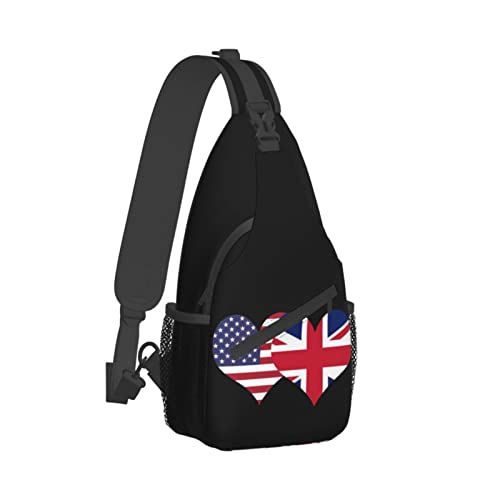 Mochila tipo bandolera unisex con bandera EUA y Reino Unido miniatura 3