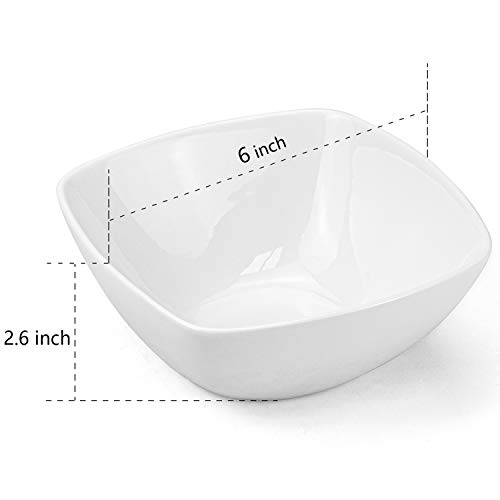 Foraineam Porcelain Square Cereal Bowls 20 Ounces Soup Pasta White Serving Bowl For Dinner, Dessert, Salad, Fruit, Small Side Dishes, Set Of 6 thumb #1