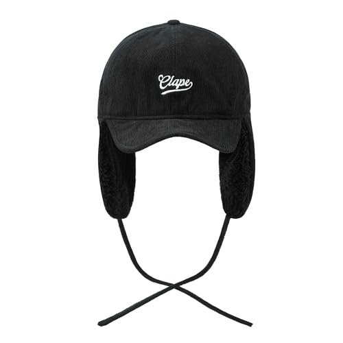CLAPE Chapkas Homme Casquette Femme avec Cache Oreille Casquettes de Baseball Hiver Réglable Winter Chapeau Chaude pour Ski Noir Black BSWD2405