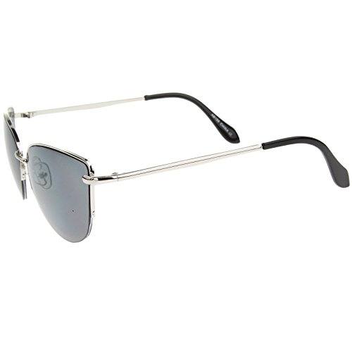zeroUV Modern Fashion Oval Semi-Rimless Metal Wire Frame Cat Eye Sunglasses 63mm3