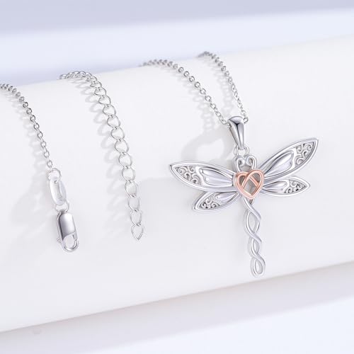 MEDWISE Celtic Dragonfly Necklace for Women 925 Sterling Silver Celtic Pendant Animal Necklace Dragonfly Jewelry Gifts for Women Mom2