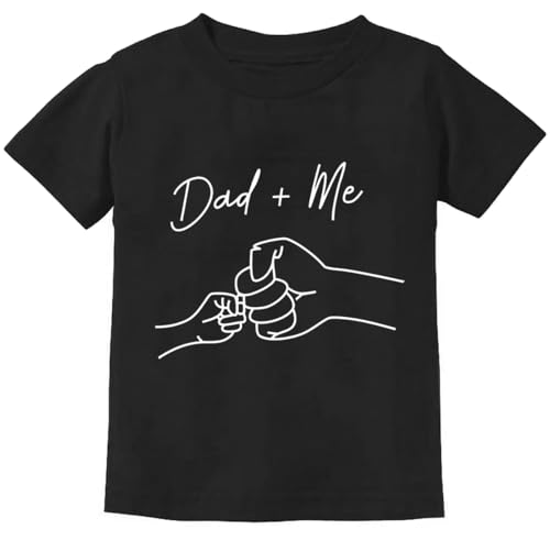 Image of Toddler Baby Girl T-Shirt Fathers Day Fist Bumps Shirt Dad and Me Printed Tops Short Sleeve Tees 3T, Black