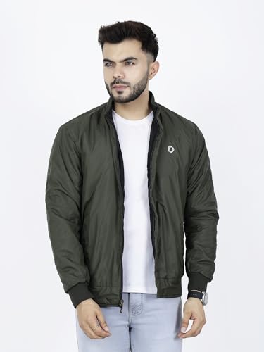 Image of Dollar Full Sleeves Bomber Jacket for Men | TPU Men's Standing Collar Lightweight Winter Jacket, Regular Fit