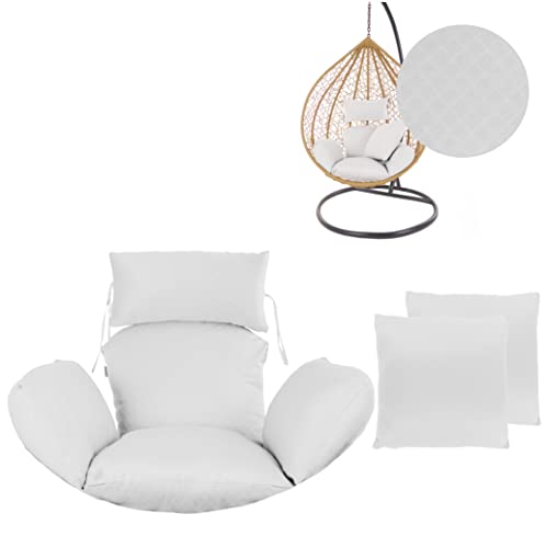 Kideo® Lot de 4 coussins de rechange pour fauteuil suspendu - Motif losanges - Lavable - Blanc Cover