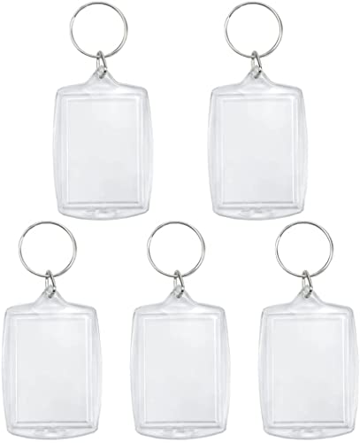 Lot de 5 porte-clés photo vierges double face avec anneau fendu, comme indiqué, taille M