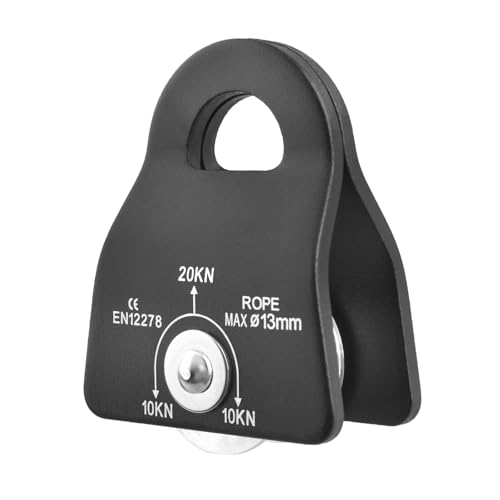 TRIWONDER 20kN Micro Climbing Pulley, Bearing Mobile Sheave Aluminum Fixed Eye Rock Rope Pulley for Rigging Lifting Hitch Tending (Black)