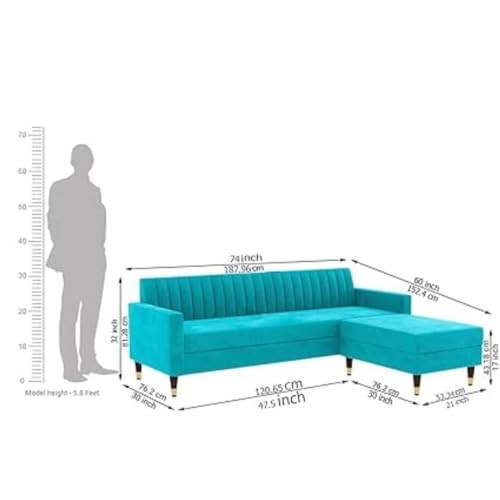 Image of 4 Seater Sofa Set with Two Cushions Perfect for Home Office Guests Living Room (Sky Blue, 4 Seater)