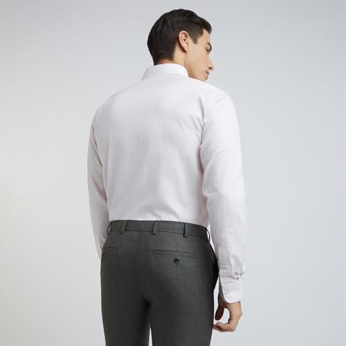 Image of Raymond Slim Fit Pure Cotton Checks Pattern Semi Cut Away Collar Formal Shirt