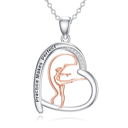 HARMONY BOLA Collier de gymnastique en argent sterling 925, pendentif de danse et de gymnastique, bijoux de sport, cadeau d'anniversaire pour femmes et filles