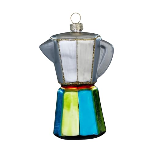 Christbaumschmuck Glas 10,6cm - Kaffeekanne Figur zum Aufhängen -...