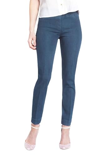 SLIM-SATION Women's Wide Band Pull On Ankle Pant with Tummy Control, 10, Denim