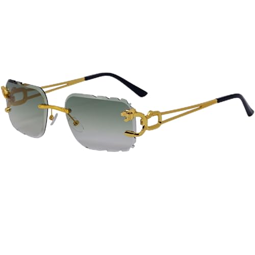 Image of Rimless Diamond Cut Trendy Retro Hip Hop Tint Lens Sun Glasses Frameless Rectangle Sunglasses For Men and Women