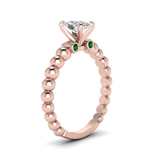 Image of 55Carat Choose Your Gemstone Bead Diamond CZ Engagement Ring Rose Gold Plated Cushion Shape Side Stone Engagement Rings Everyday Jewelry Wedding Jewelry Handmade Gifts for Wife US Size 4 to 12