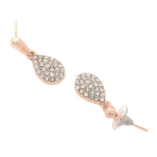 Image of ZENEME Oxidised Silver-Plated Cubic Zirconia Studded Teardrop Shaped Necklace With Earrings Jewellery Set For Girls and Women