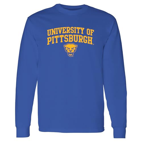UGP Campus Apparel AL02 - Pittsburgh Panthers Arch Logo - University Sports Team Long Sleeve T Shirt - X-Large - Royal
