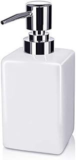 Ceramic Soap Dispensers, 320ML Square Classical Soap & Lotion Pump Dispenser for Kitchen/ Bathroom/ Laundry Room, Refillable Shampoo, Hand Soap, Dish Soap, Essential Oil (White)