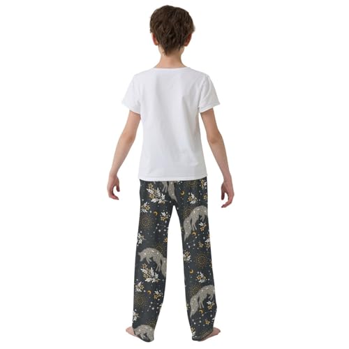 Boys' Pants Magical Fox Plants Stars Moons Long Bottoms Jogger Pants Elastic Waist Trousers with Pockets S-XL3