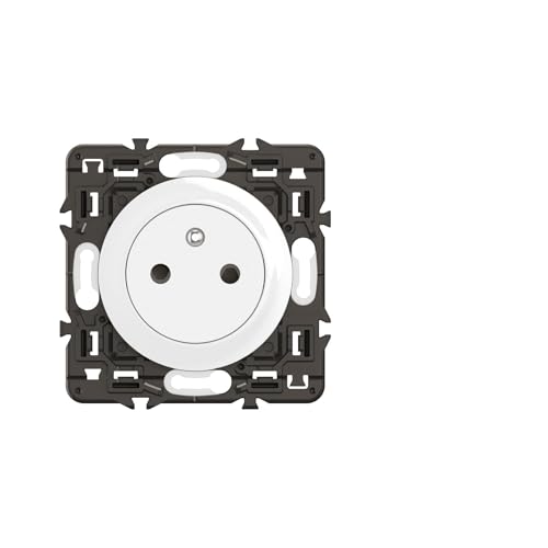 LEGRAND - Prise Electrique Murale avec Terre Céliane Surface - Prise Affleurante avec Socle Rétractable - Blanc - A compléter avec des plaques de finition -...