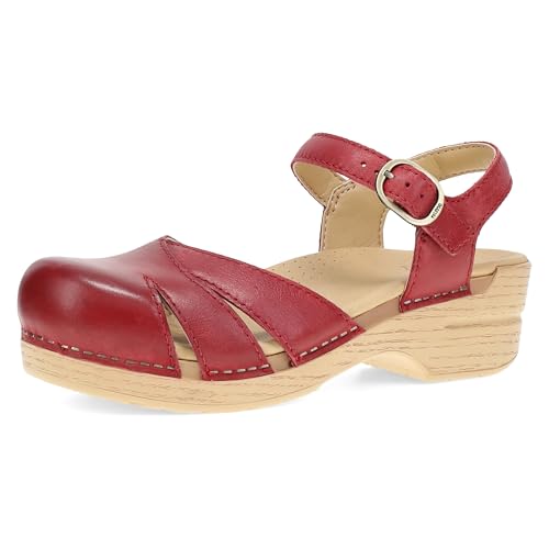 Image of Dansko Margreta Women's Mary Jane Clog - Leather Upper with Cutout Details, Adjustable Strap and Padded Footbed