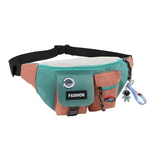 Image of Gustave Waist Bag for Men & Women, Patchwork Lightweight Nylon Chest Bag, Multi Pocket Zippered Fanny Bag, Stylish & Compact Day Pack for Commuting, Travel, Hiking, Riding, Everyday Use