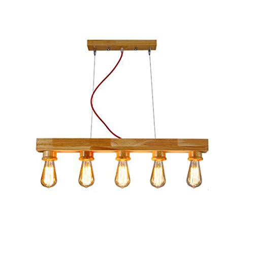 Plafonnier luminaire suspendu moderne en bois à 5 lumières pour bar et restaurant