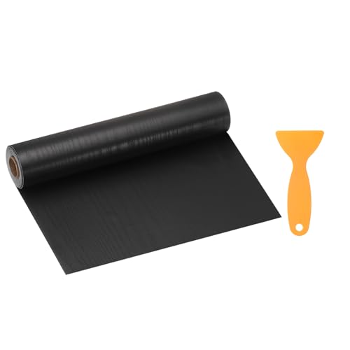 Image of HARFINGTON Wood Grain Repair Tape 11.8 Inch x 33ft Self Adhesive Repair Patch Tape Simulated Wooden Floor Tapes with Plastic Scraper for Tables Doors Windows Furniture, Black Wood