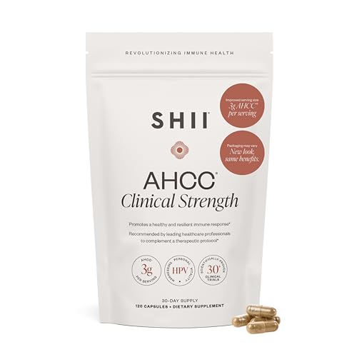 SHII AHCC Clinical Strength, 30-Days Supply, Vegan, Gluten-Free Immune Support Supplement with Extra