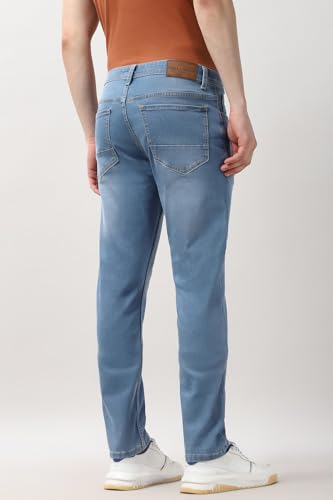 Image of Peter England Men's Slim Tapered Jeans | Heavy Wash Denim | Casual Wear | Modern Fit
