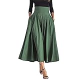  SUCES Frauen Streifen Einreiher Spitze Hohe Taille Plain Skater Ausgestellte Rock Damen Lang Blumen Röcke Elegant Boho Chiffon Floral Asymmetrisch Slits Hoher Röcke Maxi Strand(Schwarz3,XL)