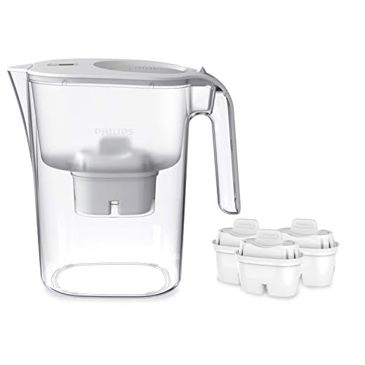 Philips Jarra filtrante AWP2936WHT-3/10 con 3 filtros Micro X Clean, reduce la cal, el cloro y los microplásticos y el PFOA, agua filtrada con gran sabor y pureza 3 litros, blanco