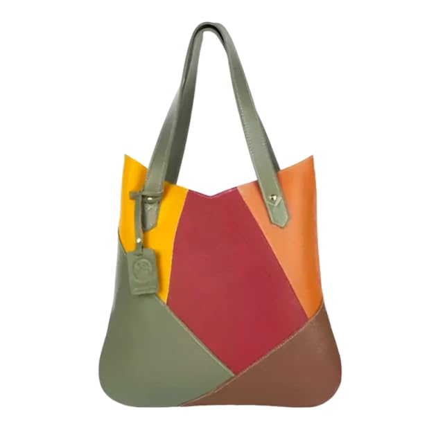 Bolsa de Ombro Couro Legítimo Modelo Maria Elegante (Colorida)