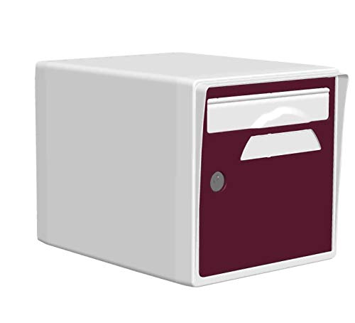 CBOUTIC-Boite AUX Lettres RESINE 1 Porte Blanche+Porte Bordeaux 19-000-SF