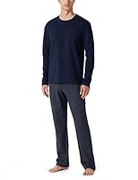 Schiesser Herren Schlafanzug lang - Nightwear Set, Blau_159633, 56