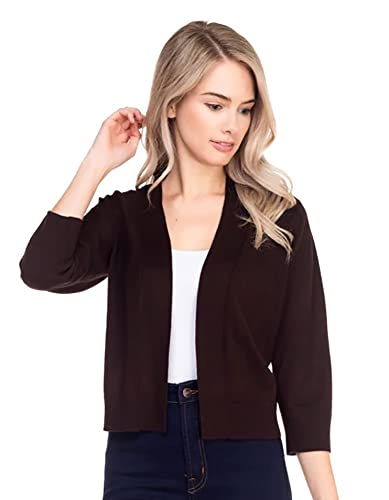 Image of Bolero Cropped Cardigans Shrugs for Women - 3 /4 Sleeve Open Front Cover up for Dresses