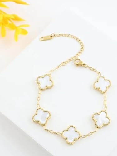 Image of Stylish White Floral Charms Bracelet for Women and Girls