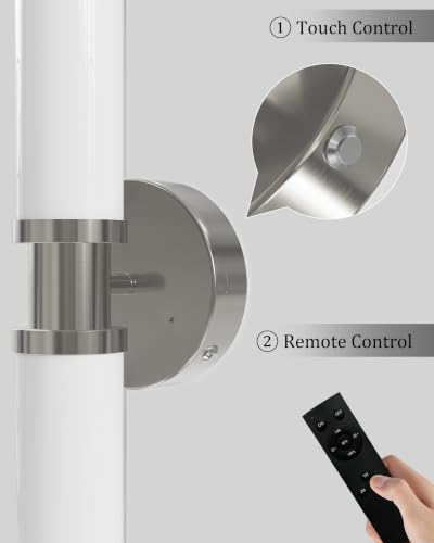 Image of Rayogale Nickel Wireless Battery Operated Wall Sconces with Remote | White Glass Rechargeable Wall Lights Set of 2 with Timer Function Dimmable for Living Room Bedroom Emergency 3000K, 20.5 Inch