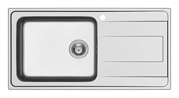 SCHOCK | Lavello Cucina Wave D100 1 Vasca Large con Gocciolatoio, Vasca Sinistra, Lavello in Acciaio Inox con Guarnizione Preinstallata, 1000X500mm