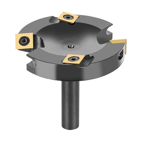 SpeTool Fresa planadora de 12 mm, vástago de 75 mm, diámetro de corte, fresa de superficies con revestimiento ATS, fresa para madera, fresa para fresadora con plaquitas reversibles, 2 + 2 flautas,