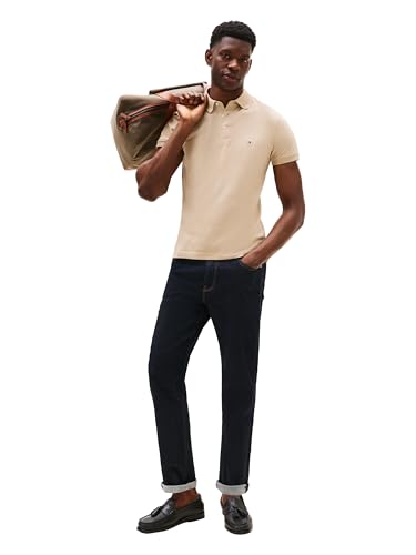 Image of Tommy Hilfiger Men's Short Sleeve Polo Shirts in Slim Fit with Stretch and Organic Pique Cotton