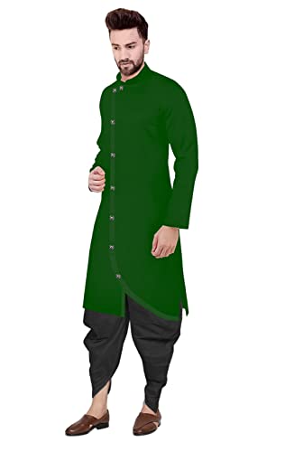 Image of Trustous Mens Cross Kurta Dhoti Set In Cotton