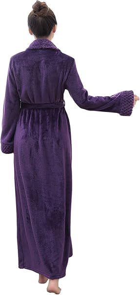 Image of Hellomamma Long Bath Robe for Womens Plush Soft Fleece Bathrobes Nightgown Ladies Pajamas Sleepwear Housecoat