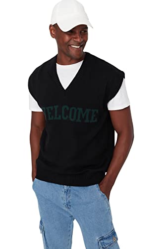Débardeur homme Trendyol pull sans manche oversize col en V en maille tricot unie