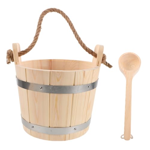 ibasenice Seau de Sauna avec Louche Kit Portable Stable Chaleur Seau Polyvalent pour Bain Spa et Jardin Poignée Corde pour Femmes