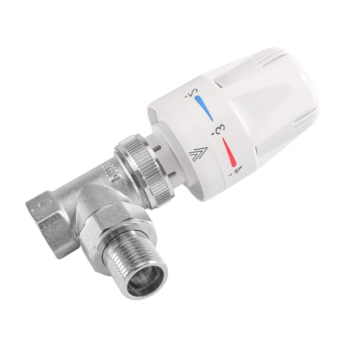 Tulov G1/2 Thermostatventil + Rücklaufverschraubung mit Gewindeanschluss,Thermostatsatz 1/2 Zoll,Heizungsventil,DN15 Heizkörperventil,Thermostat-Set,Thermostat Heiz KöRper Ventil für Heizkörper