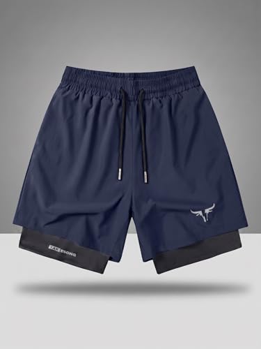 Image of Lymio Men Shorts | 2 in 1 Active Dual Shorts with Inner Tights Layer | Men's Double Layer Short for Running, Gym & Sports (SSM-S-09-11)