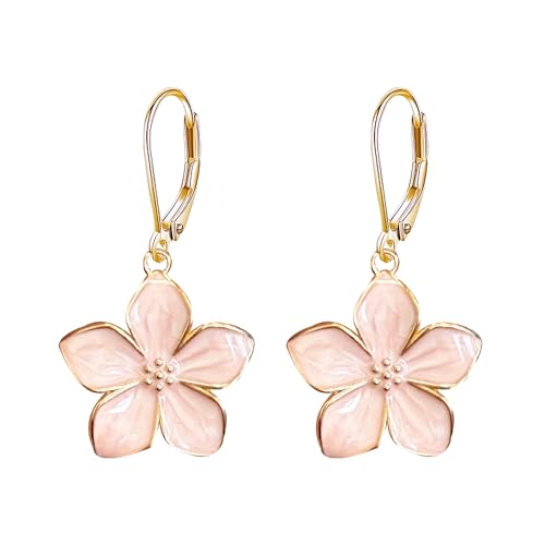 Blossom Petal Enamel Flower Hoop Earrings Elegant Floral Design Lightweight Dangle Drop Earrings for Women Jewelry