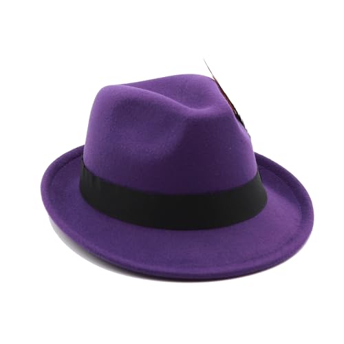 Image of Unisex Trilby Hats Classic Fedora Hats for Women Men Dress Hats Felt Short Brim Fedoras Hat Panama Hat with Band
