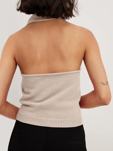 Langwyqu Womens Turtleneck Sweater Vests Sleeveless Knit Halter Tank Tops Sexy Loose Cami Shirts3