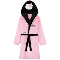 Hello Kitty Girl's Dressing Gown Fleece Hooded Bathrobe